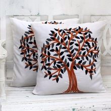 TreeTree AND Smoke Colored Leaves Cushion Cover