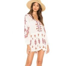 Vintage Western Modern Clothes Floral Embroidery Mexican Mini Dress