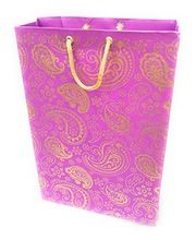 purple gold flora design handmade paper bag