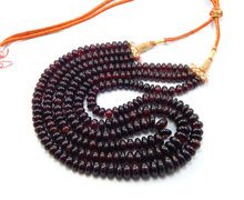 Natural Rhodonite Garnet Rondelle Beads Necklace