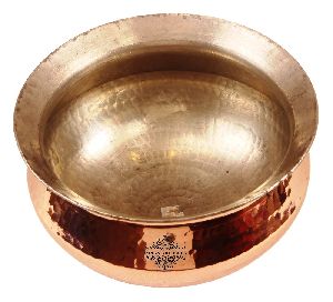 copper cooking serving handi with inside lining