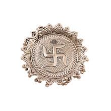 silver plated swastik design pooja thali