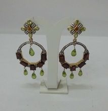 Diamond and Gem Stone Silver Earring