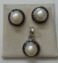 Pearl Blue Sapphire Silver Earring