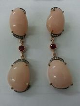 Pink Opal Silver studded Earring