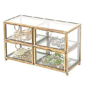 Gold Plated Glass Jewellery display box
