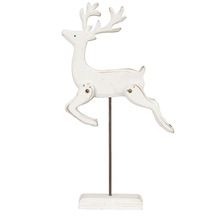 OM INTERNATIOANL Christmas Wooden Standing Reindeer, For Christamas Decoration, Color : Distress White