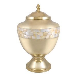 Antique Shiny Gold Mother Of Pearl Urns