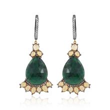 Gold Emerald Silver Earrings