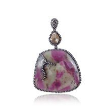 Multi Sapphire Gemstone Diamond Pendant