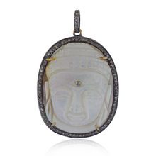 Pave Diamond Silver Buddha Pendant