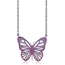 Silver Pave Ruby Butterfly Fauna Pendant