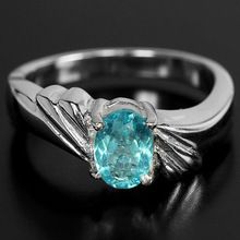PARAIBA BLUE APATITE OVAL STERLING SILVER RING