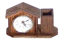 Hand carved wood desk clock