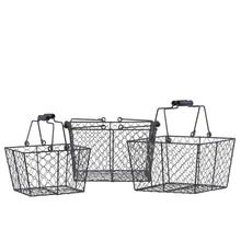 Metal Coated Black Finish Square Nesting Wire Basket