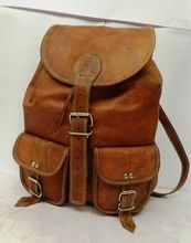 Pure real leather vintage style with padding rucksack bag back pack