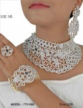 american diamond combo necklace set with ring and bracelet