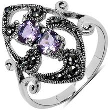 Amethyst and  Marcasite  Ring