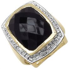 Genuine Black Onyx  Gold Plated Ring