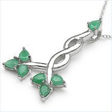 Genuine Emerald Floral Sterling Silver Pendant