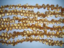 Golden Yellow Citrine Pear Briolettes Facet Beads