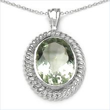 Green Amethyst Silver Pendant