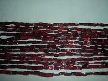 Red garnet tube beads strand