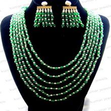 Crystal Green Stone Beaded Necklace