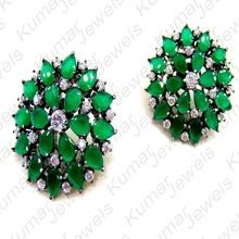Emerald Stone Studded Fashion Studs Tops Earrings
