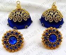 Gold Plated Colored Crystal Jhumka Earrings