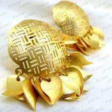 Golden Gold Plated Peepal Patti Earrings