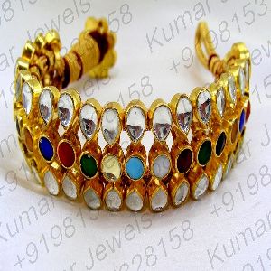 Kundan Stone Beaded Gold Plated Bracelet