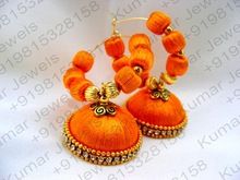 Long Silk Thread Jhumka Hoop Earrings