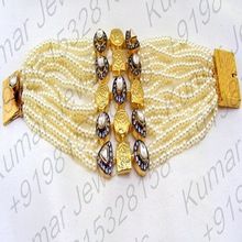 Pearl Beaded CZ Kundan Stone Bracelet