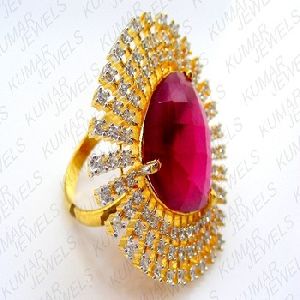 Ruby Stone Studded Party Finger Ring