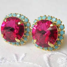 Ruby Turquoise Color Studs Earrings