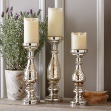 SILVER GLASS CANDLE HOLDER 