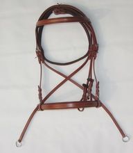 Plain Leather Bitless Bridle with Crossover Reins