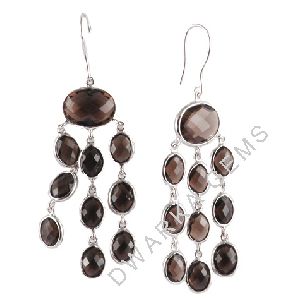 Designer earrings smoky quartz 925 sterling silver dangle earring
