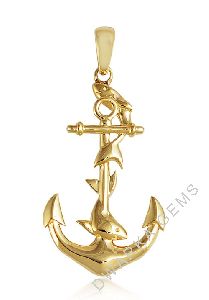 Gold plated anchor shape pendant