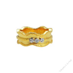 Gold plated white CZ 925 sterling silver ring