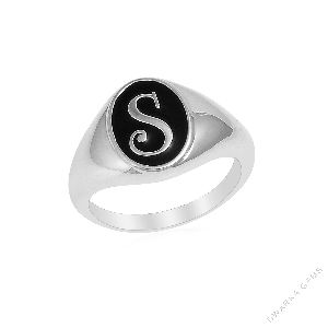 S alphabet 925 sterling silver ring