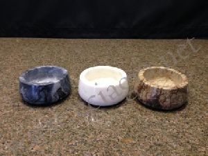Grey Marble Round Candle Holder