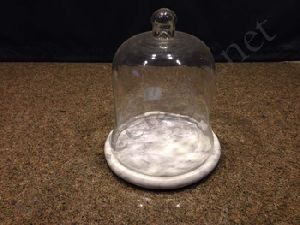 Marble pastry plate with Glass dome