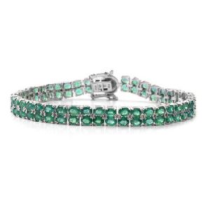 Emerald with Rhodium Tennis Bracelet