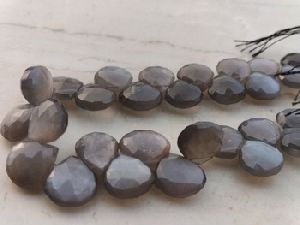 Grey moonstone faceted hearts gemstone beads