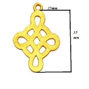 Fancy Cross Brushed Gold Plated Charm Pendant