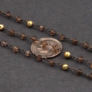 Gold Plated Wire Rosary Beaded Chain