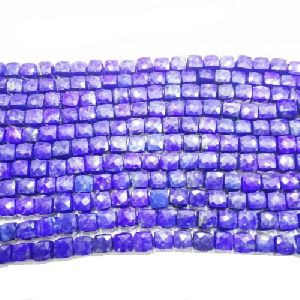 Lapis Lazuli 6-7mm Faceted Square Bead 8 Inch Long Strand