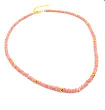 Pink Opal and Gold Pyrite Bead Necklace